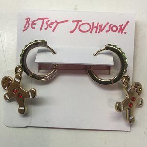 Betsey Johnson New Gingerbread Boy Huggie Earrings